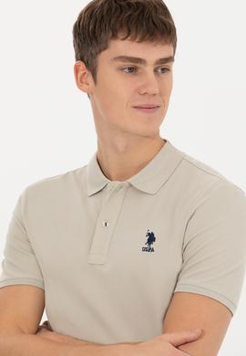 Erkek Taş Polo Yaka Basic T-Shirt - 50245073108