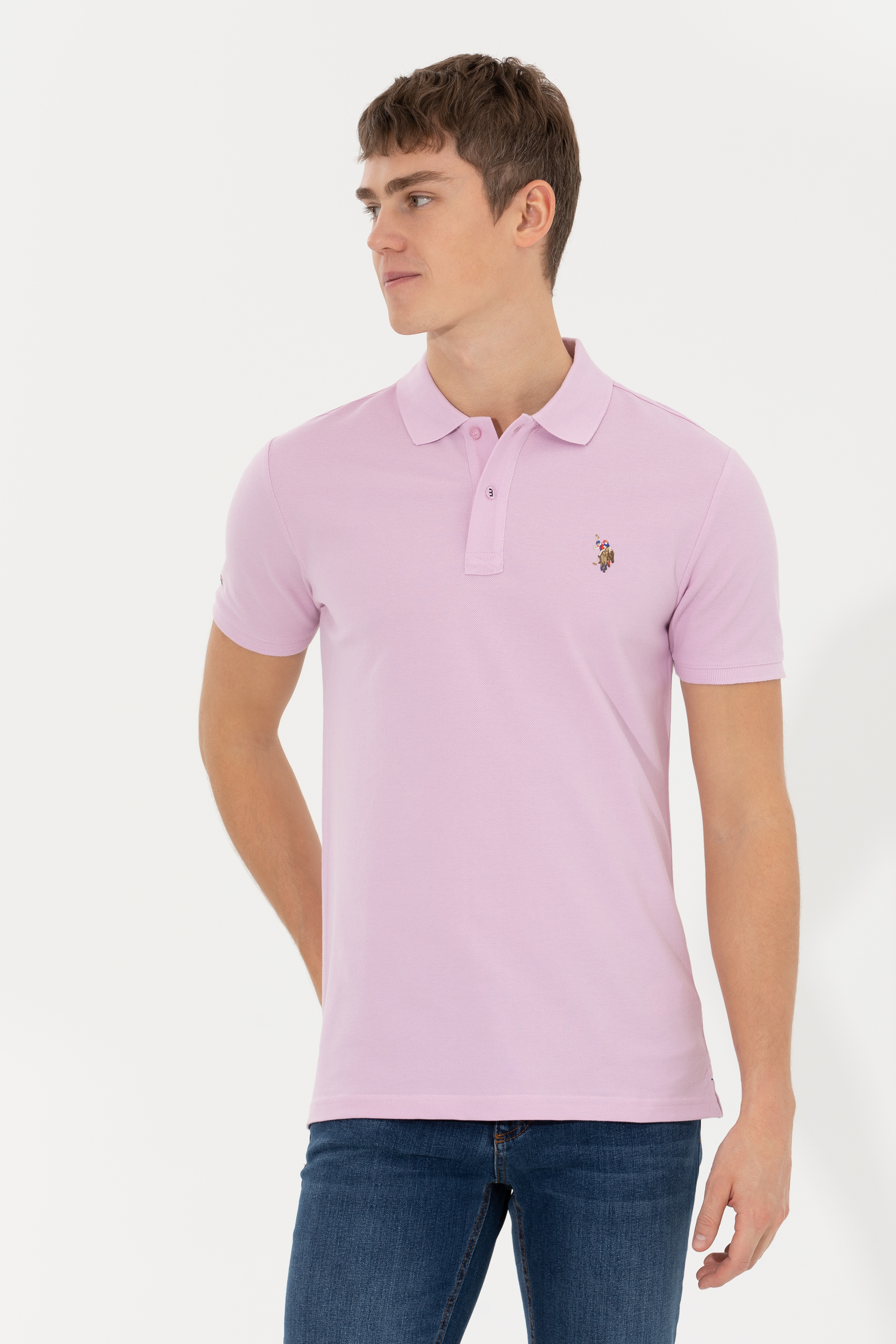 Erkek Manolya Polo Yaka Basic T-Shirt - Image 3