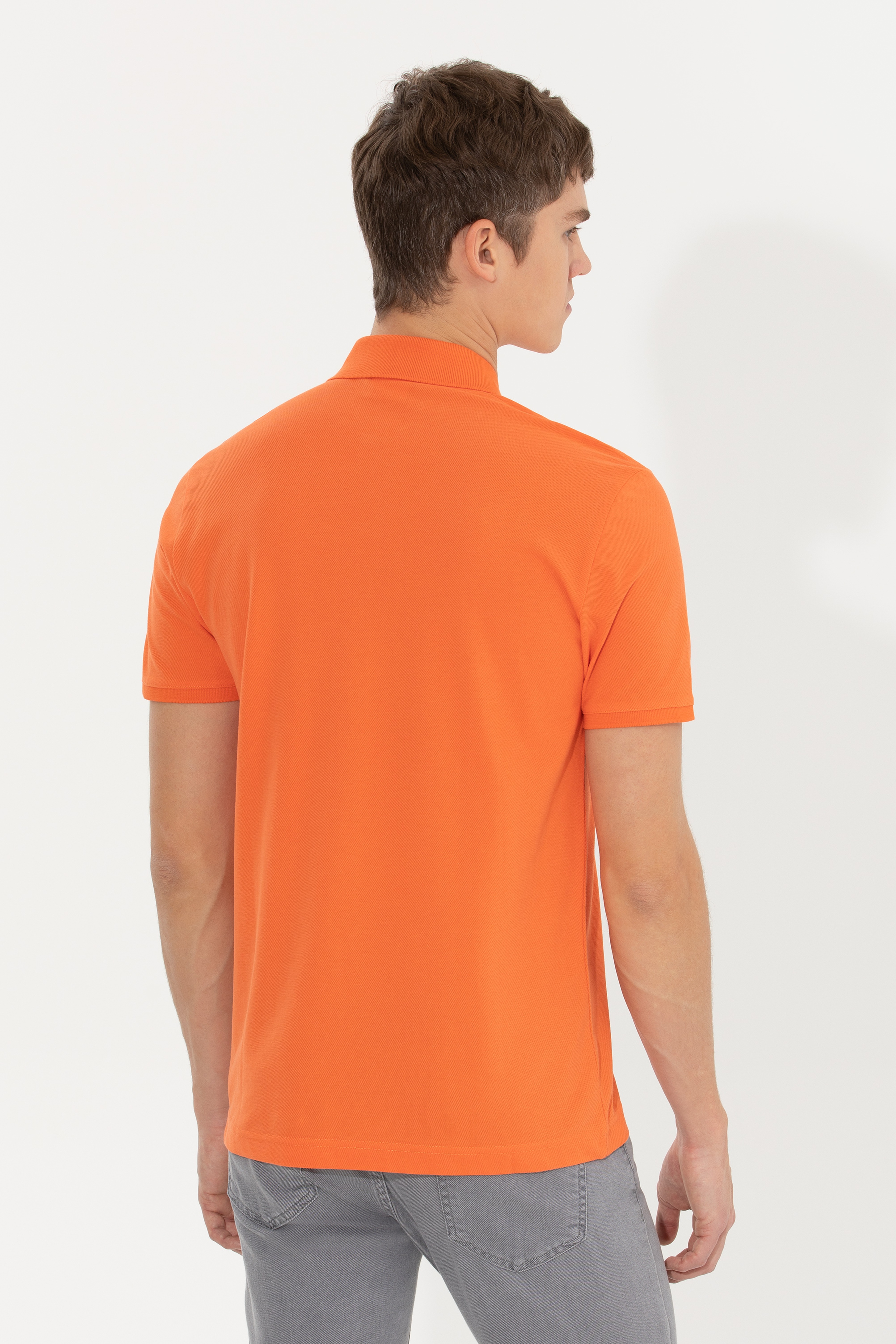 Erkek Turuncu Basic Polo Yaka Tişört