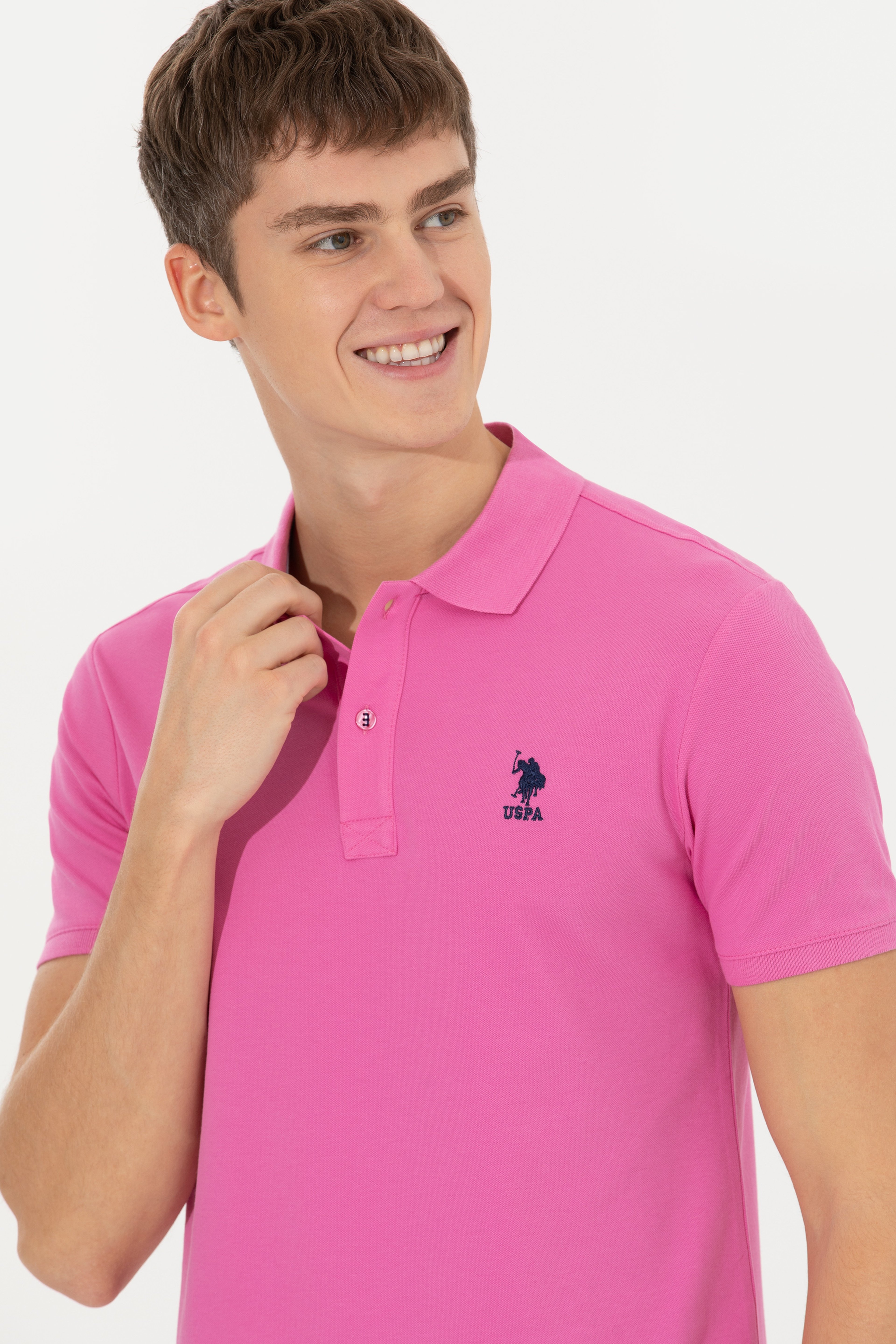 Erkek Pembe Basic Polo Yaka Tişört - Image 2