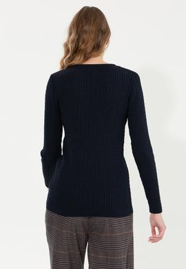 Kadın Lacivert Bisiklet Yaka Basic Kazak - 50258077004