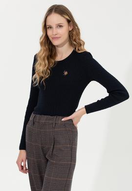 Kadın Lacivert Bisiklet Yaka Basic Kazak - 50258077004