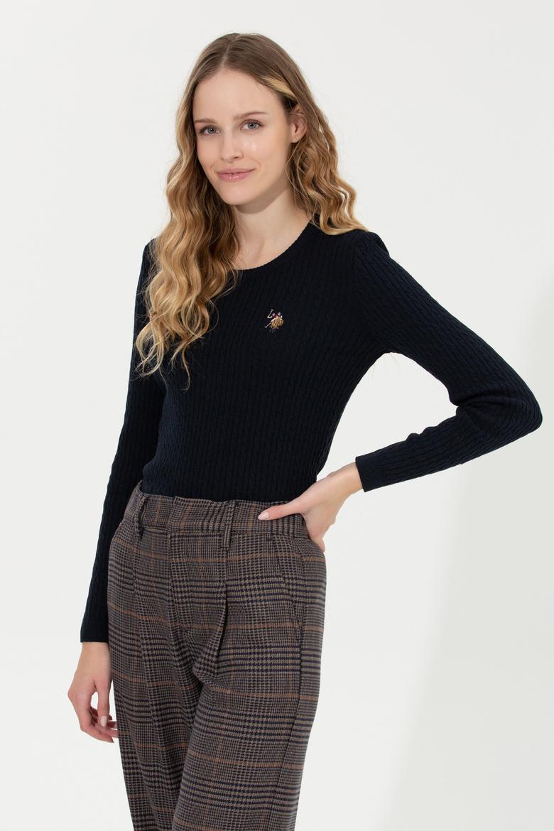 Kadın Lacivert Bisiklet Yaka Basic Kazak - 50258077004