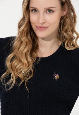 Kadın Lacivert Bisiklet Yaka Basic Kazak - 50258077004