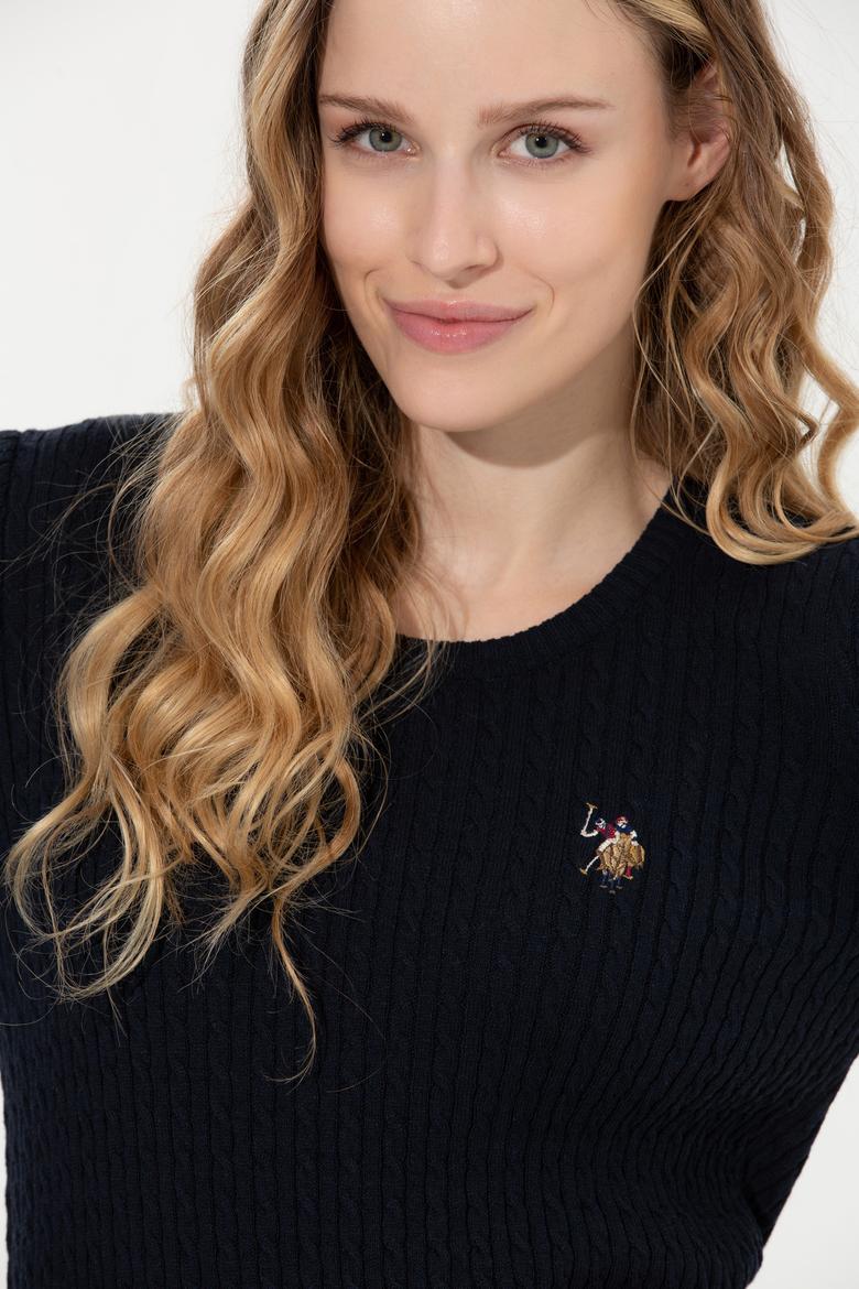 Kadın Lacivert Bisiklet Yaka Basic Kazak - 50258077004