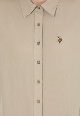 Kadın Haki Uzun Kollu Basic Gömlek - 50246464134