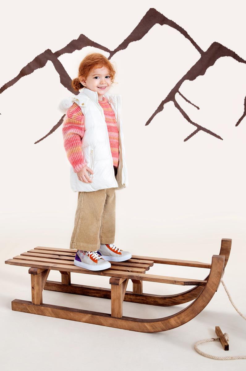 Kız Çocuk Krem Kapüşonlu Yelek