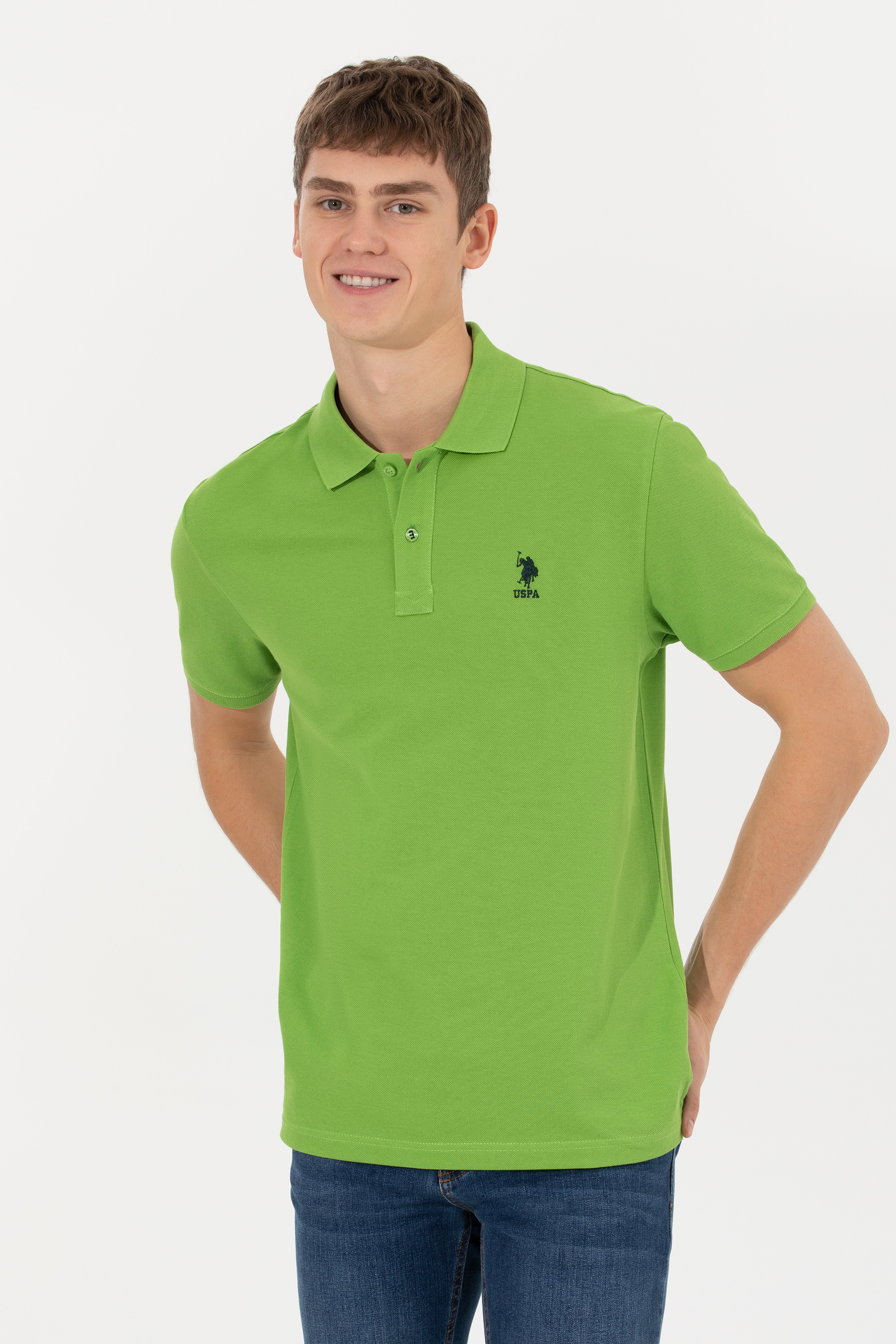 Erkek Yeşil Polo Yaka T-Shirt Basic