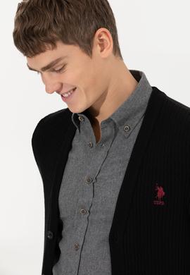 Erkek Siyah Basic Triko Hırka - 50253442025