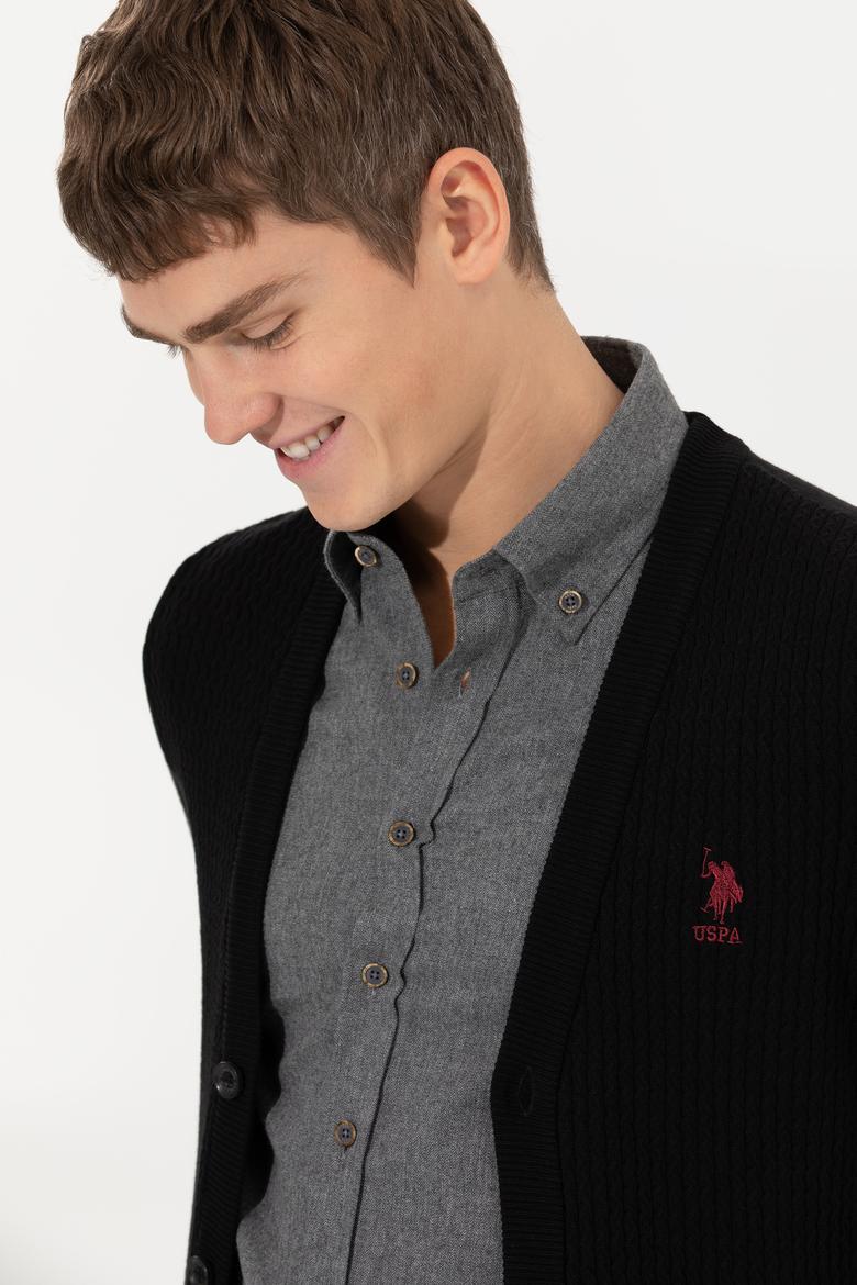 Erkek Siyah Basic Triko Hırka - 50253442025