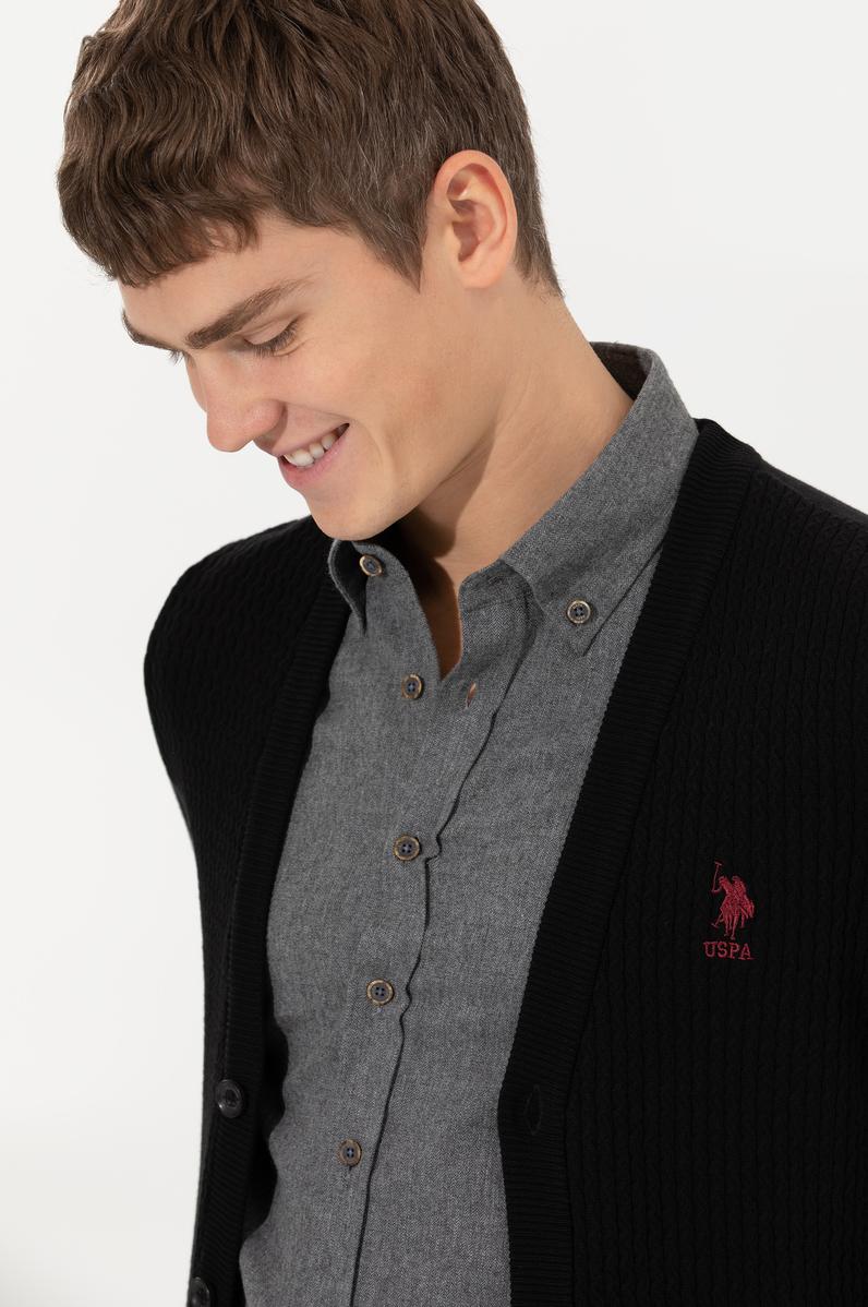 Erkek Siyah Basic Triko Hırka