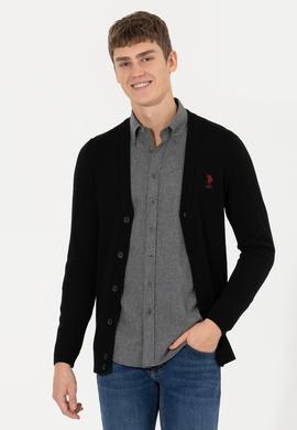 Erkek Siyah Basic Triko Hırka - 50253442025