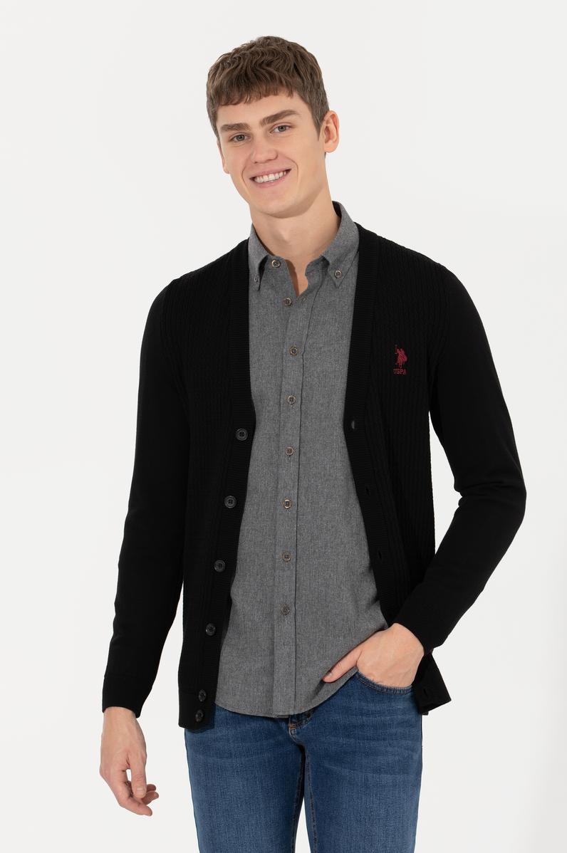 Erkek Siyah Basic Triko Hırka