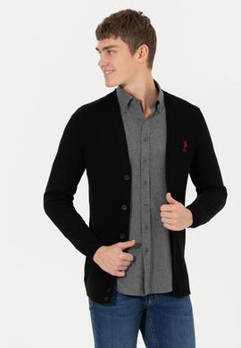 Erkek Siyah Basic Triko Hırka - 50253442025