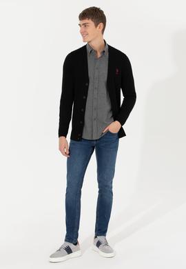 Erkek Siyah Basic Triko Hırka - 50253442025