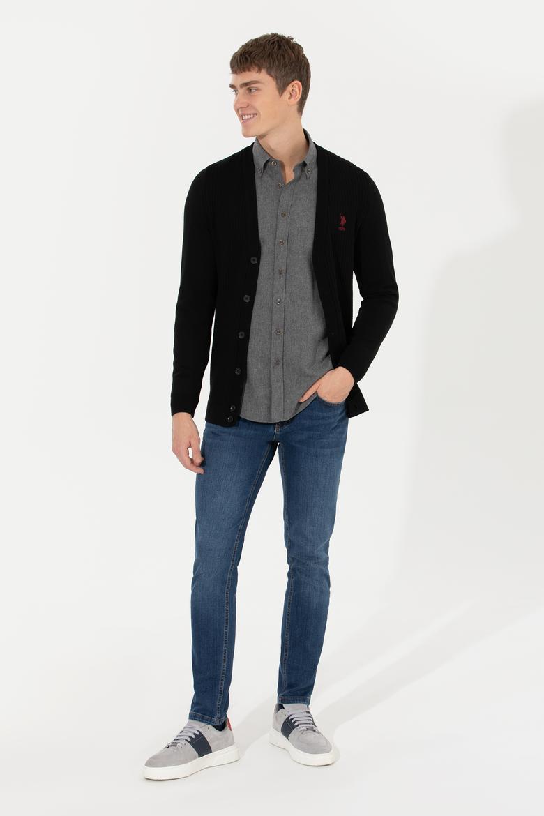 Erkek Siyah Basic Triko Hırka - 50253442025