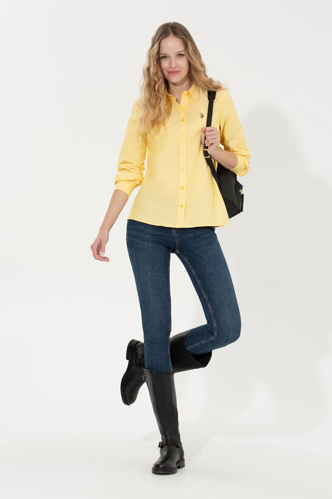 Kadın Açık Sarı Uzun Kollu Basic Gömlek