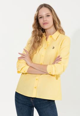 Kadın Açık Sarı Uzun Kollu Basic Gömlek - 50246414025