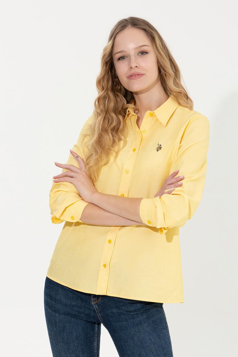 Kadın Açık Sarı Uzun Kollu Basic Gömlek - 50246414025