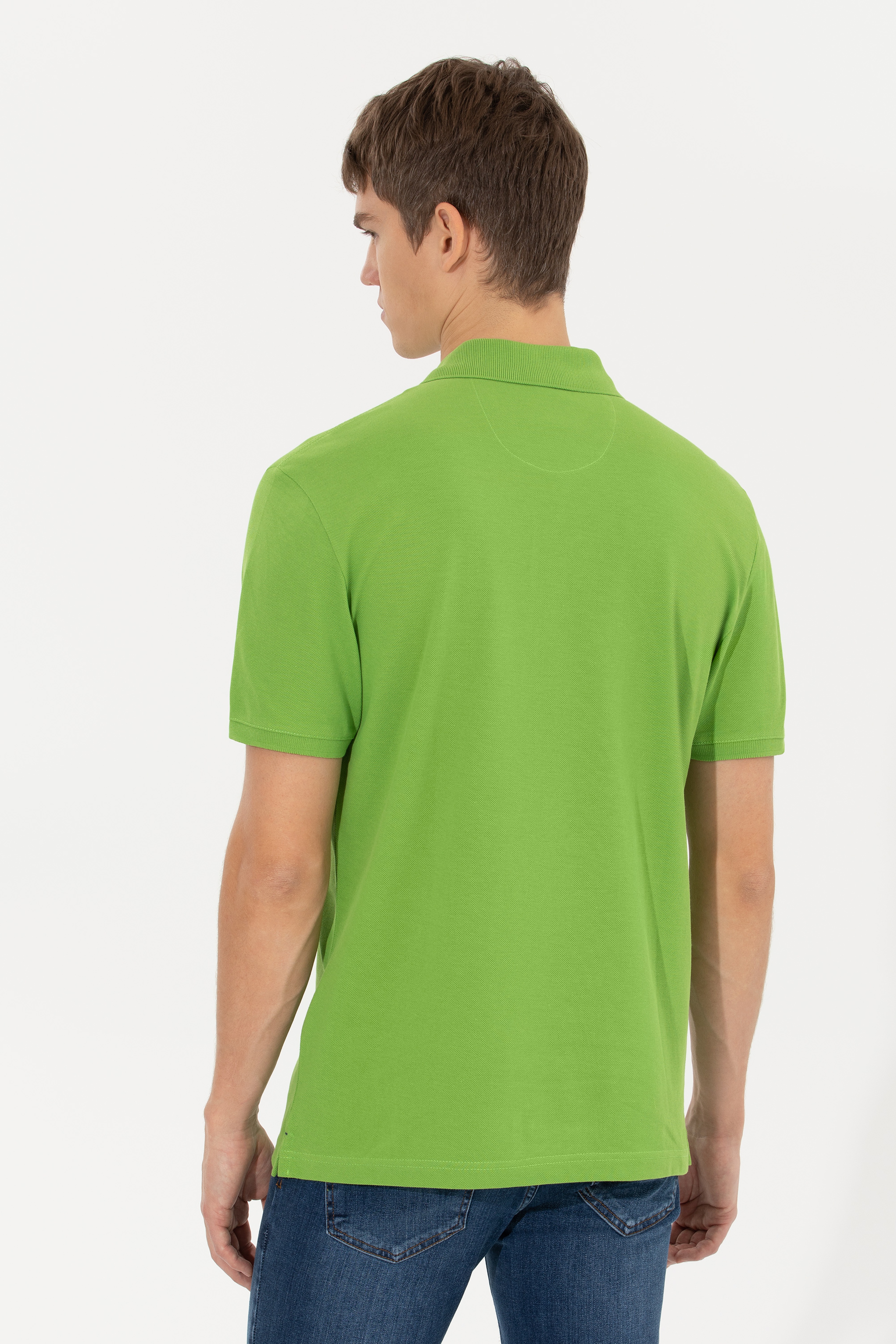Erkek Yeşil Polo Yaka T-Shirt Basic