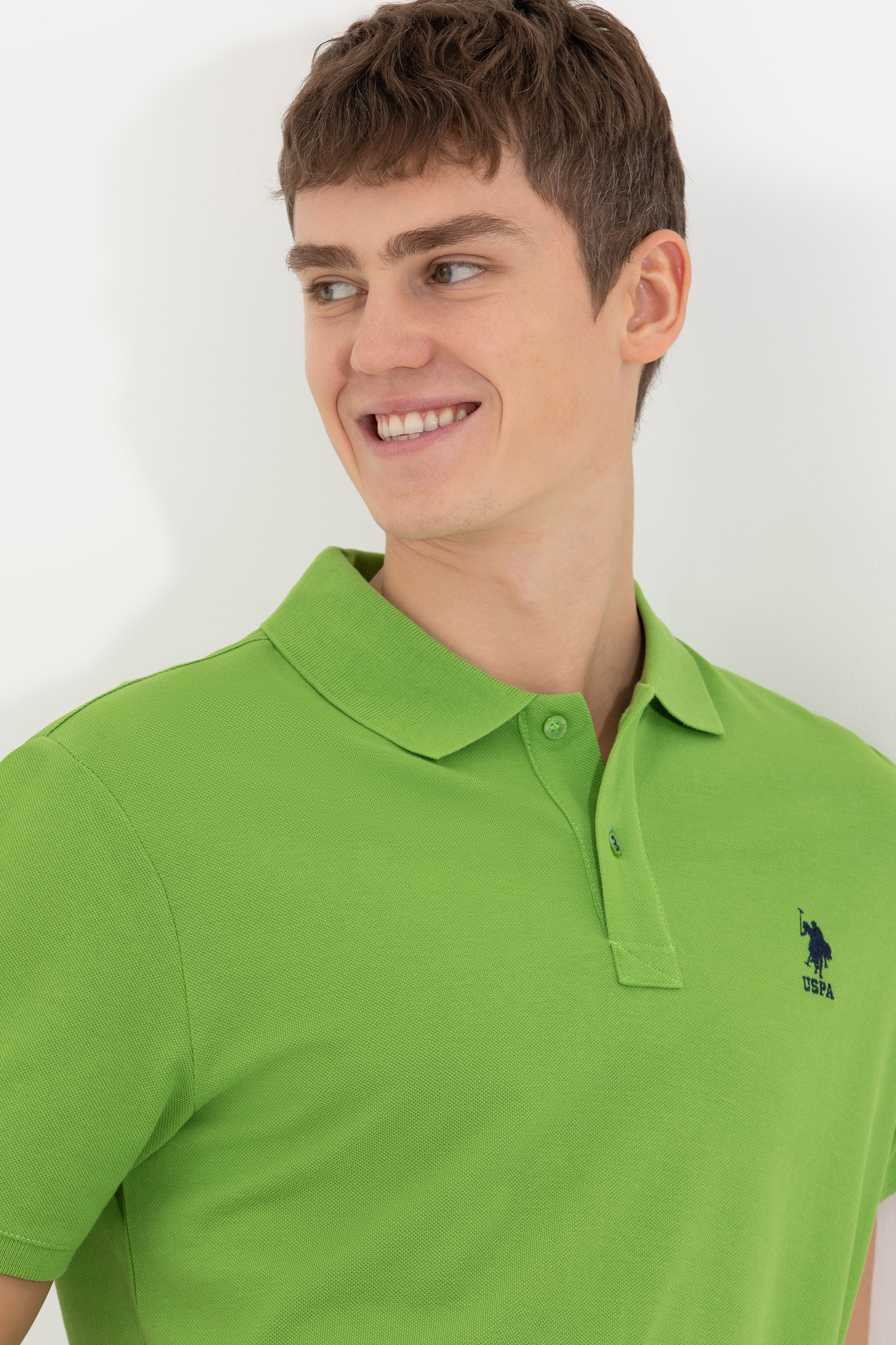 Erkek Yeşil Polo Yaka T-Shirt Basic - Image 2