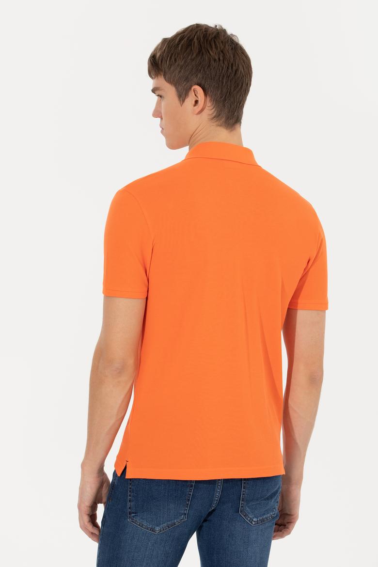 Erkek Turuncu Polo Yaka Basic T-Shirt - 50248556080