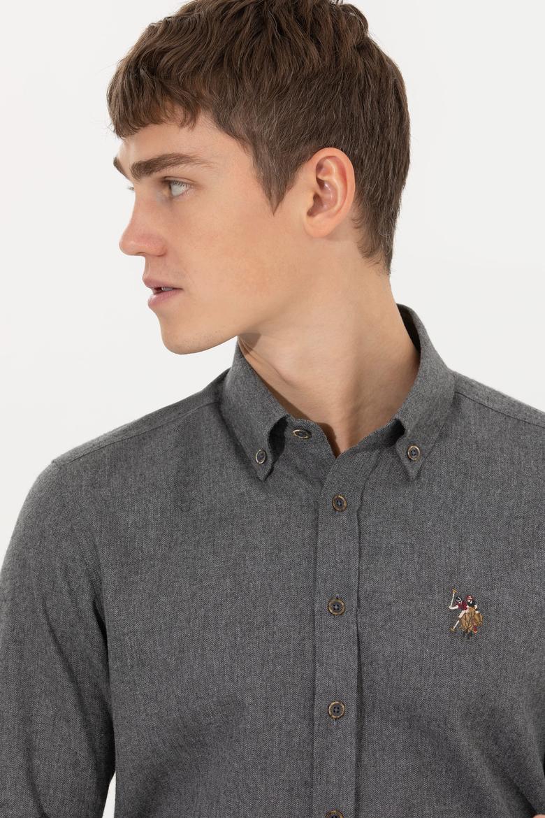 Erkek Antrasit Uzun Kollu Basic Gömlek - 50256275071