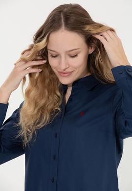 Kadın Lacivert Uzun Kollu Basic Gömlek - 50256716021
