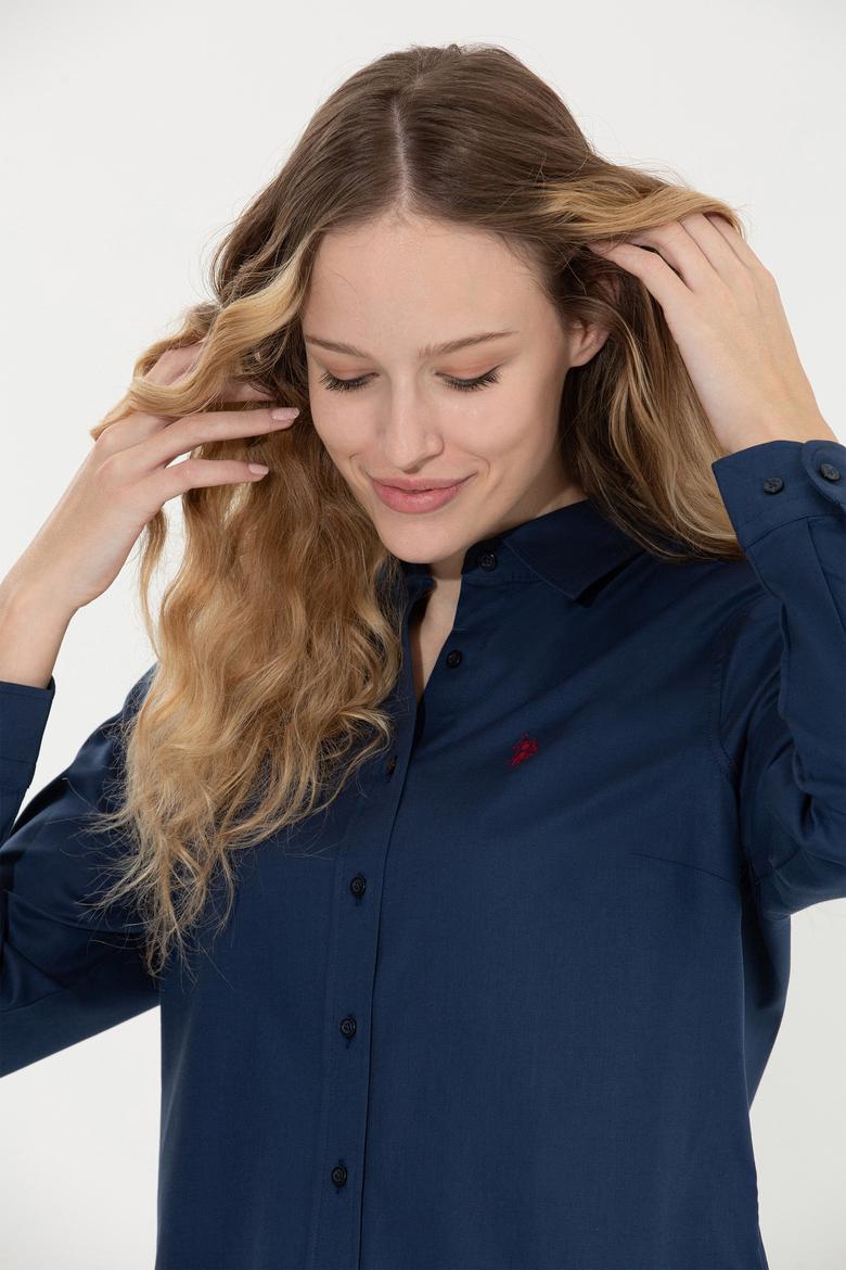 Kadın Lacivert Uzun Kollu Basic Gömlek