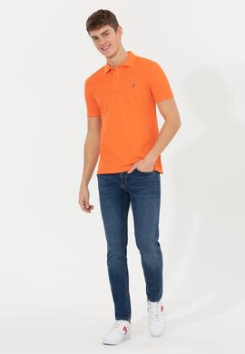 Erkek Turuncu Polo Yaka Basic T-Shirt - 50248556080