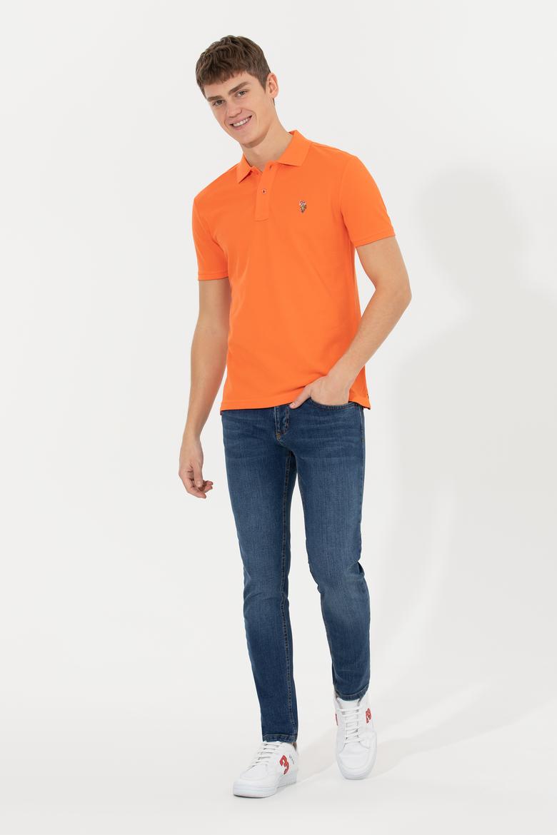 Erkek Turuncu Polo Yaka Basic T-Shirt - 50248556080