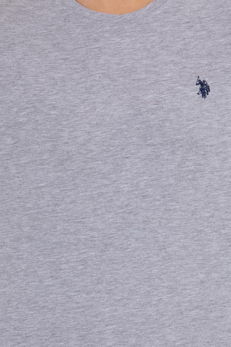 Erkek Gri Melanj Basic Bisiklet Yaka Tişört - 50249144037