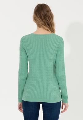 Kadın Mint Melanj Basic Kazak - 50255662065