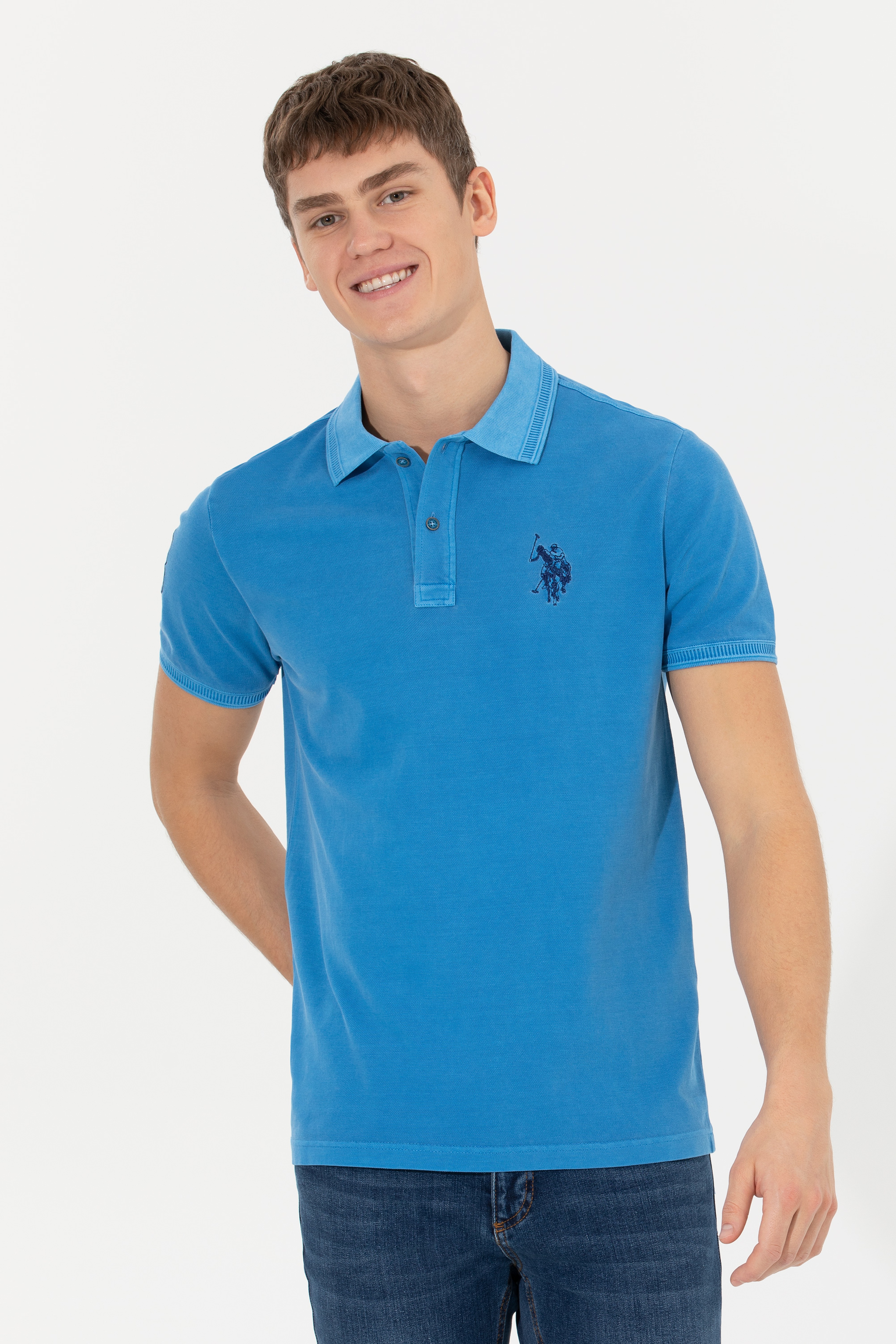 Erkek Petrol Basic Polo Yaka Tişört
