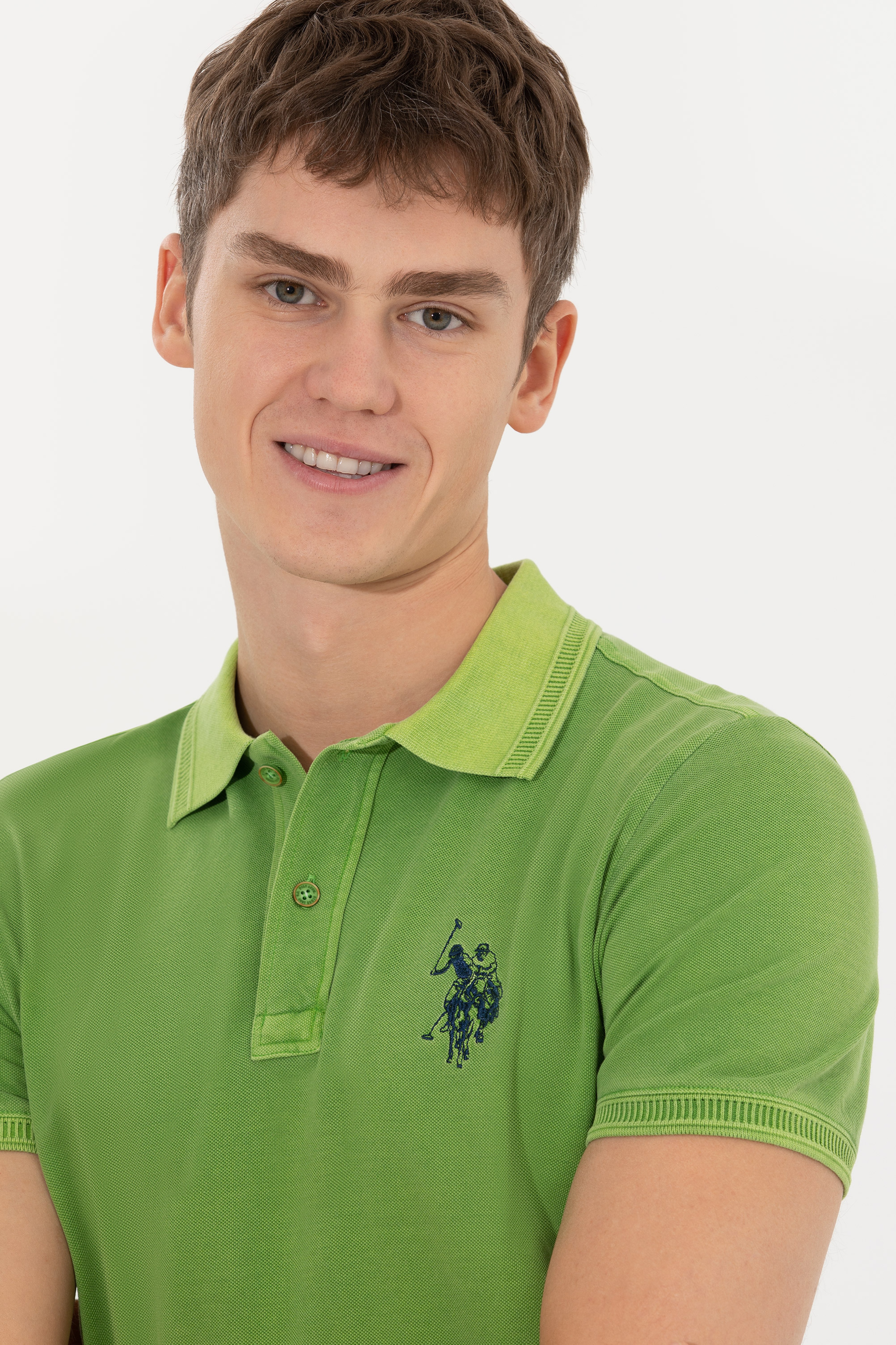 Erkek Yeşil Polo Yaka T-Shirt Basic - Image 2
