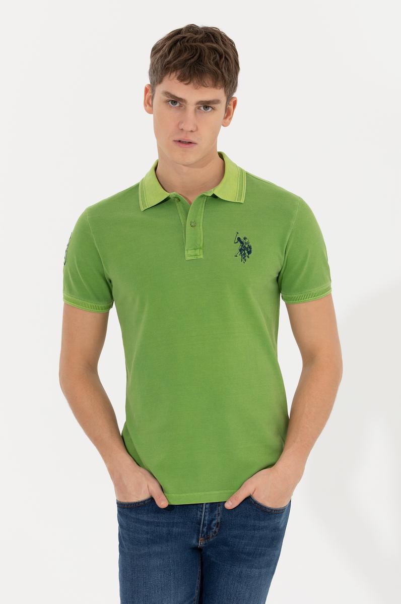 Erkek Yeşil Polo Yaka T-Shirt Basic