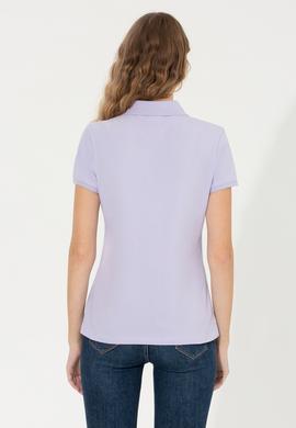 Kadın Lila Basic Polo Yaka Tişört - 50246278037
