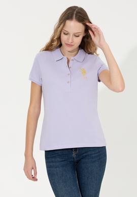 Kadın Lila Basic Polo Yaka Tişört - 50246278037