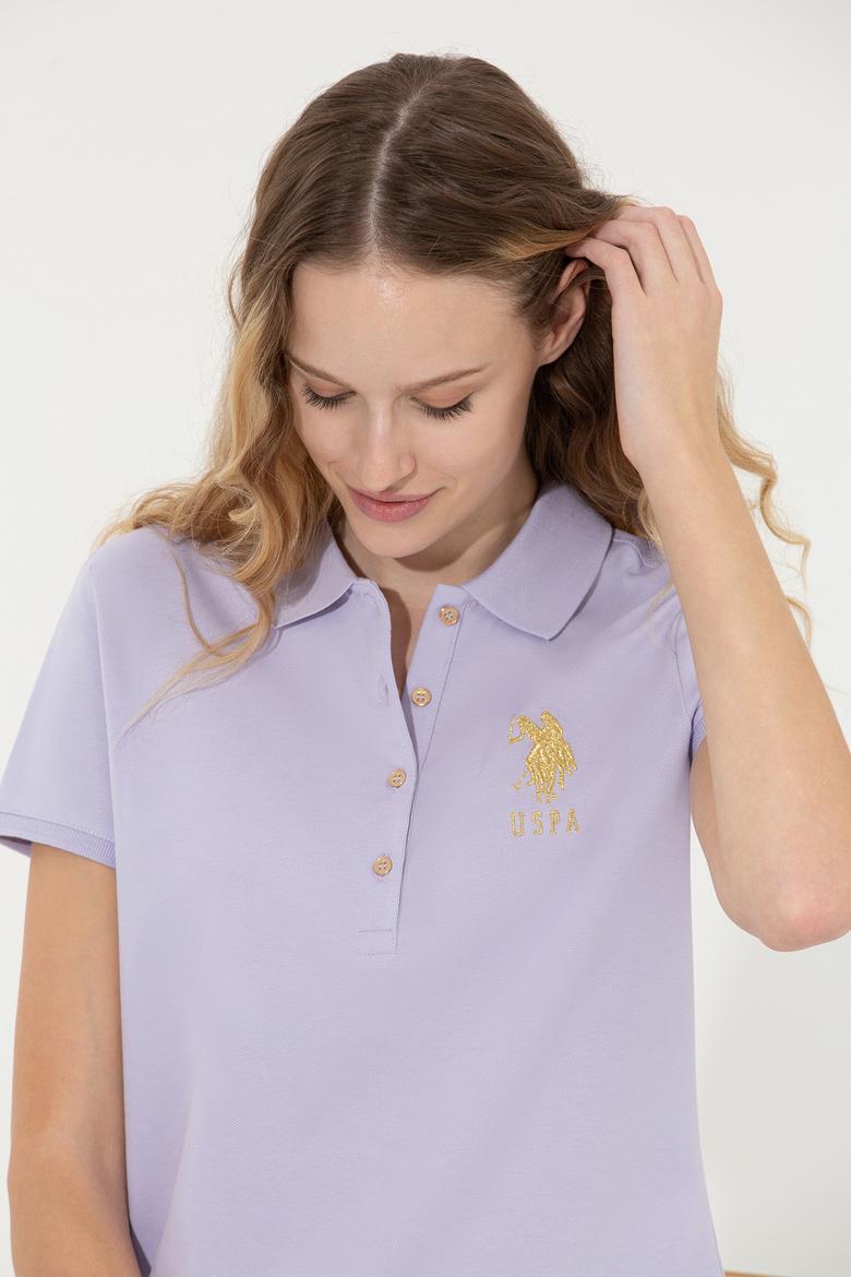 Kadın Lila Basic Polo Yaka Tişört - 50246278037
