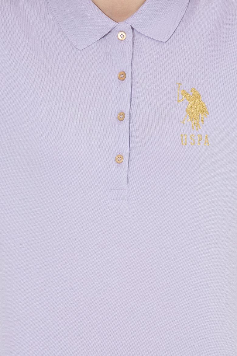 Kadın Lila Basic Polo Yaka Tişört - 50246278037