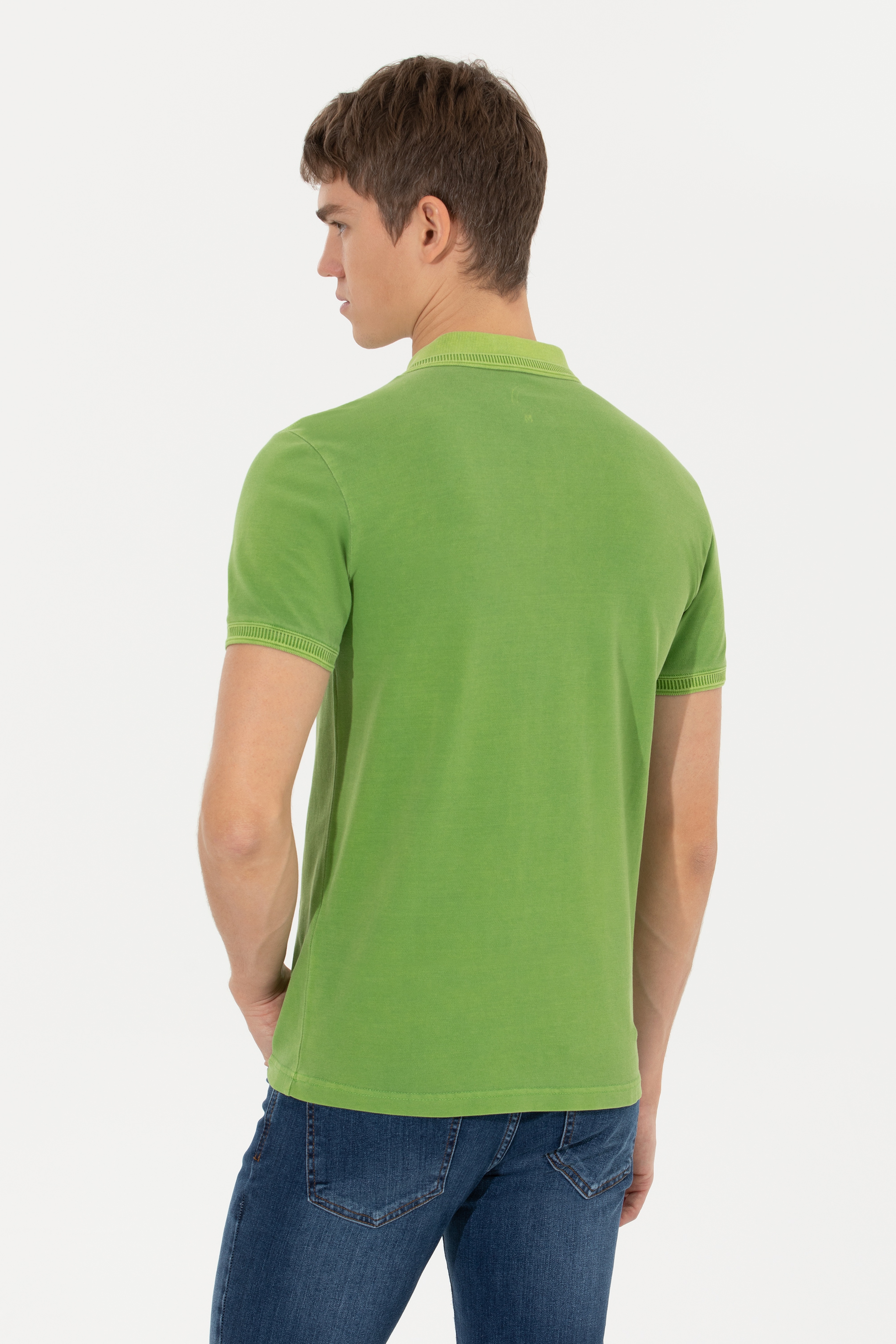 Erkek Yeşil Polo Yaka T-Shirt Basic