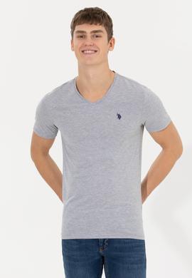 Erkek Gri Melanj Basic Tişört - 50249151036