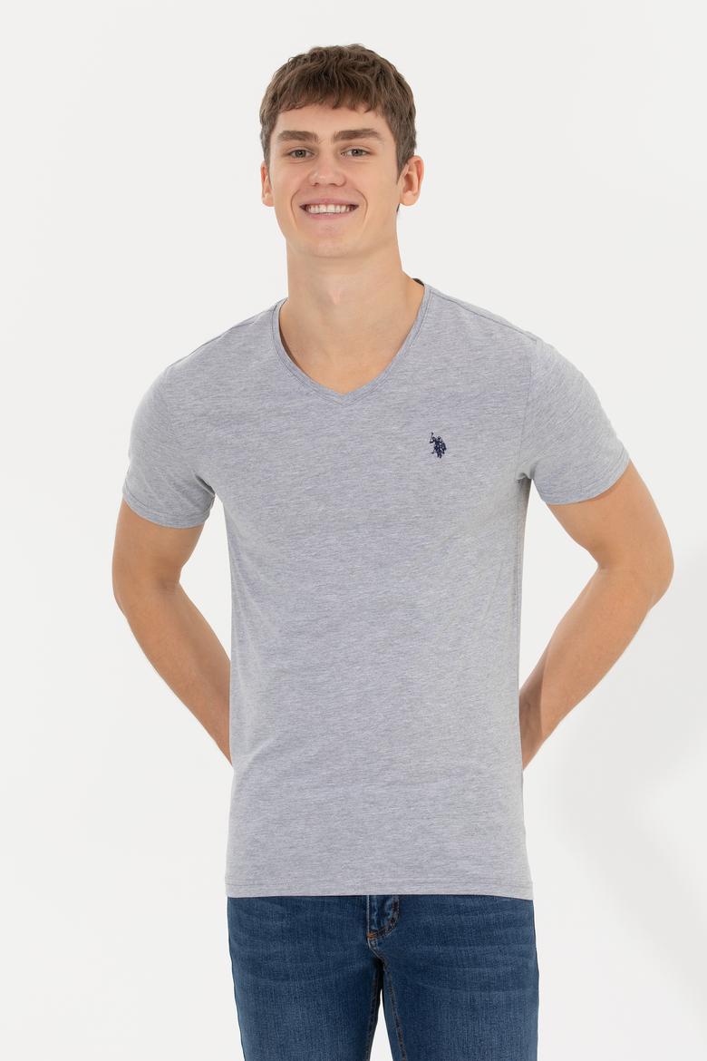 Erkek Gri Melanj Basic Tişört - 50249151036