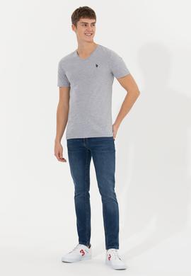 Erkek Gri Melanj Basic Tişört - 50249151036