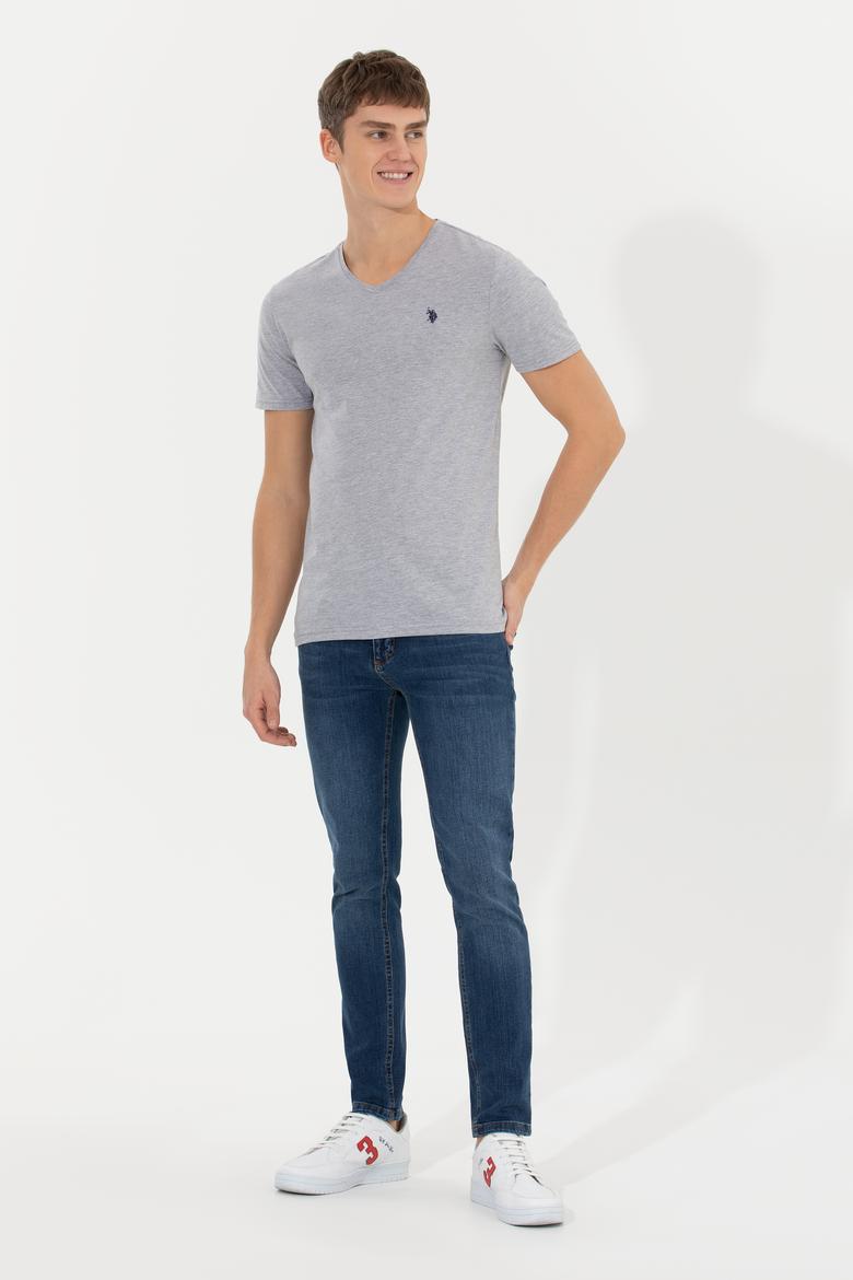 Erkek Gri Melanj Basic Tişört - 50249151036