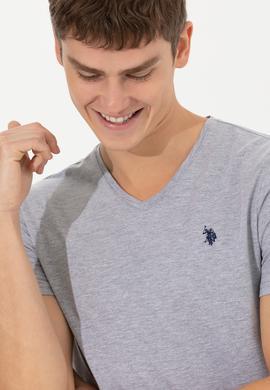 Erkek Gri Melanj Basic Tişört - 50249151036