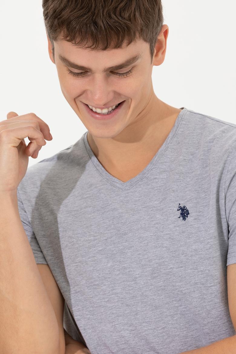 Erkek Gri Melanj Basic Tişört - 50249151036