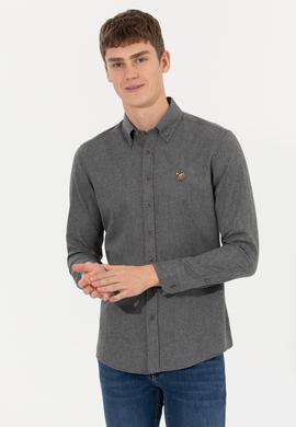 Erkek Antrasit Uzun Kollu Basic Gömlek - 50256275071