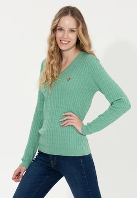 Kadın Mint Melanj Basic Kazak - 50255662065