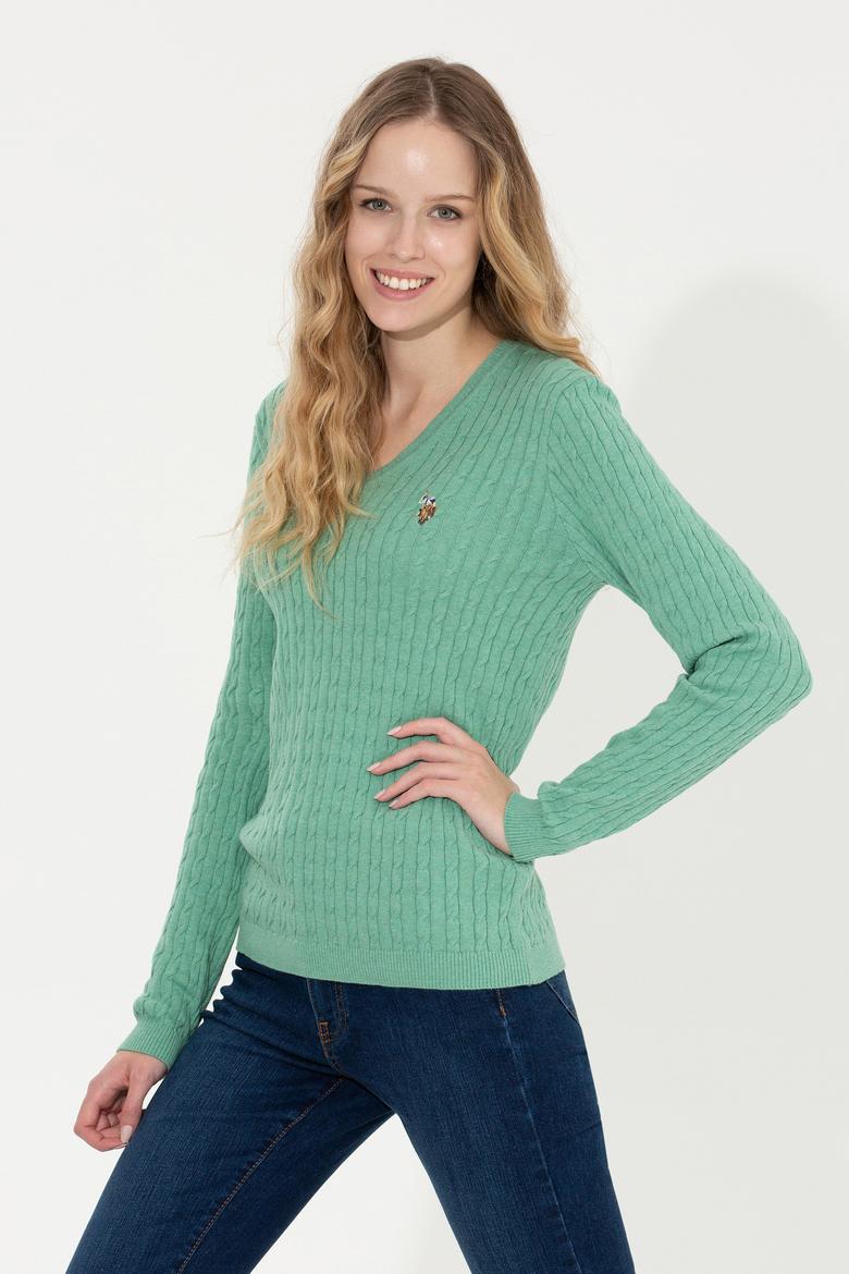 Kadın Mint Melanj Basic Kazak - 50255662065